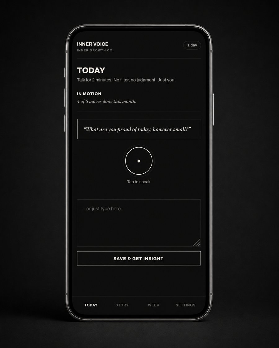 Inner Voice — the Today screen, ready to record